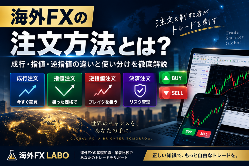 海外FXの注文方法とは？成行注文・指値注文・逆指値注文の違いと使い分けを初心者向けに解説