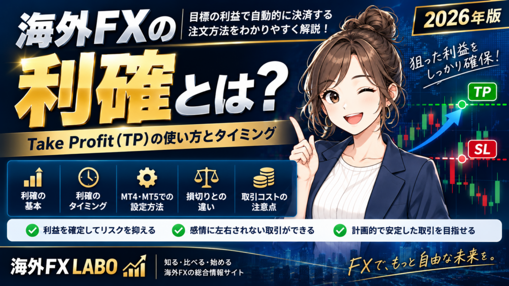 海外FXの利確とは？Take Profit（TP）の使い方や利確タイミング、損切りとの違いを初心者向けに解説