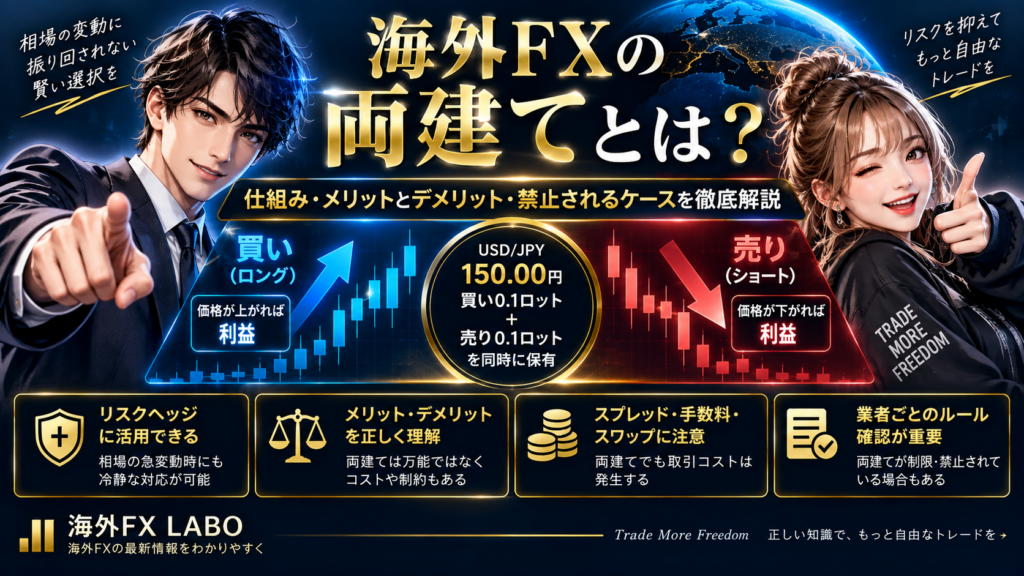 海外FXの両建てとは？仕組み・メリットとデメリット・禁止されるケースや注意点を初心者向けに解説