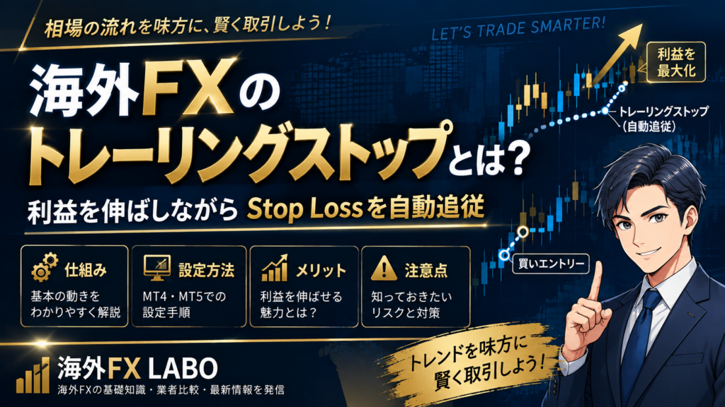 海外FXのトレーリングストップとは？仕組み・設定方法・メリット・注意点を初心者向けに解説