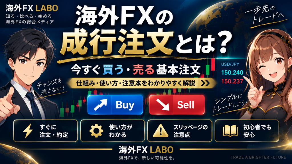 海外FXの成行注文とは？仕組み・使い方・メリット・スリッページなどの注意点を初心者向けに解説