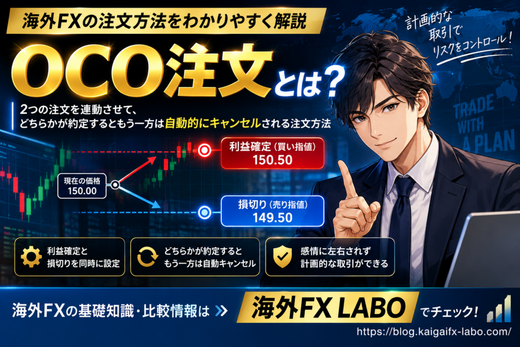 海外FXのOCO注文とは？2つの注文を連動させて利益確定と損切りを管理する仕組み・使い方・注意点を初心者向けに解説