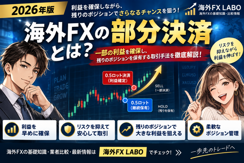 海外FXの部分決済とは？保有ポジションの一部を決済して残りを保有する仕組み・メリット・注意点を初心者向けに解説