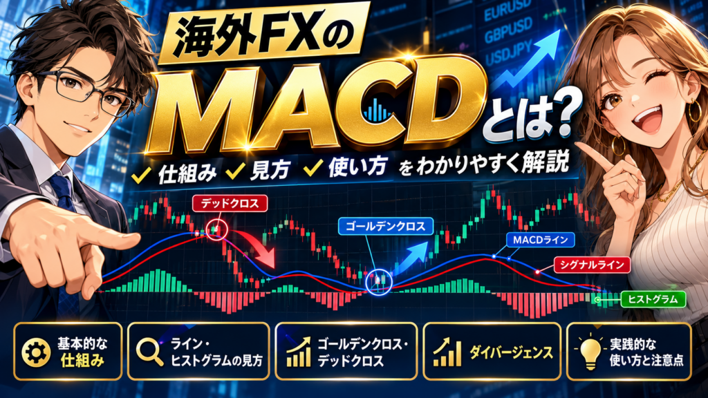 海外FXのMACDとは？MACDライン・シグナルライン・ヒストグラム・ゴールデンクロス・デッドクロス・ダイバージェンスの見方と使い方を初心者向けに解説
