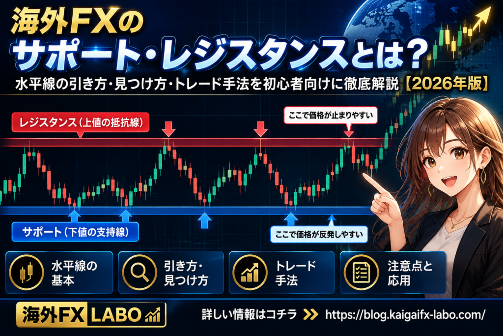 海外FXの水平線とは？サポートとレジスタンスの引き方と価格が反発・反落するポイント