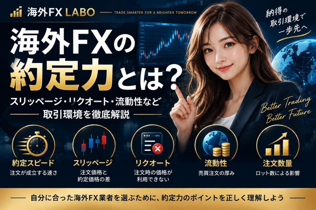 海外FXの約定力とは？約定スピード・スリッページ・リクオート・流動性・注文数量を初心者向けに解説