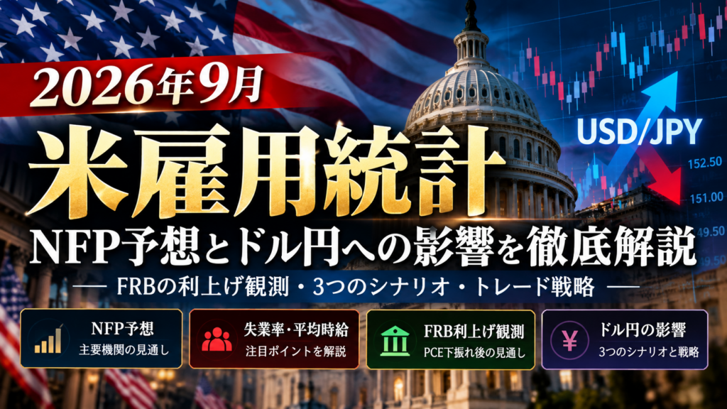 2026年9月米雇用統計のNFP予想とFRB利上げ観測・ドル円への影響を解説する海外FX LABOのアイキャッチ画像