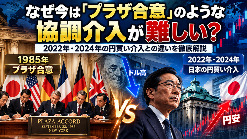 プラザ合意のような協調介入が現在は難しい理由｜1985年と2022年・2024年の円買い介入の違い