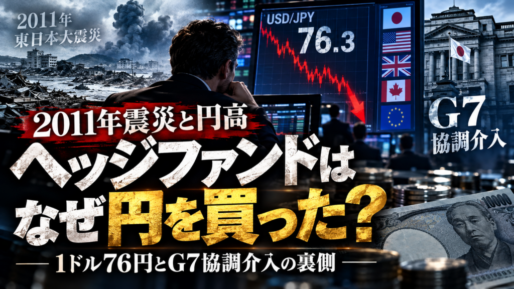2011年東日本大震災後の円高を解説｜ドル円76円台とヘッジファンドの円買い、G7協調介入の背景